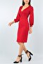 Double Breasted Collar Back Slit Detailed Claret Red Midi Pencil Dress Emr-021 - 3