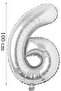 Foil Balloon 6 Number Helium Balloon 100 Cm Silver Color