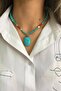 Handmade Turquoise and Coral Natural Stone Special Design Natural Stone Necklace with Pearl Accessory - 2