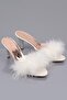 Satin Heeled Furry Bridal Slippers