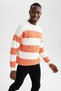 Oversize Fit Crew Neck Color Block Knitwear Sweater - 5