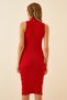 Women's Red High Collar Ribbed Lycra Knitted Dress GT00061 - 4