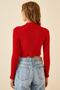 Women's Red Ribbed Turtleneck Crop Knitted Blouse GT00059 - 6