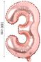 Foil Balloon Number 3 Helium Balloon 100 Cm Rose Color