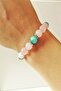 Certified Pink Quartz, Blue Agate Natural Stone Women's Bracelet