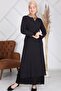 Women's Black Double Layer Cotton Hijab Dress