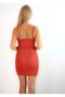 Women's Red Stretchy Glitter Fabric Thin Strap Low-Cut Evening Dress 612 - 4