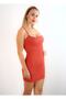 Women's Red Stretchy Glitter Fabric Thin Strap Low-Cut Evening Dress 612 - 5