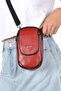 Unisex Red Genuine Leather Shoulder Bag with Phone Compartment