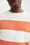 Oversize Fit Crew Neck Color Block Knitwear Sweater - 6