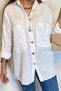 Women's Cotton Linen Wooden Button Shirt 65% Cotton 35% Linen