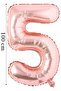 Foil Balloon Number 5 Helium Balloon 100 Cm Rose Color