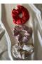 Women's 3-Piece Satin Hair Rubber Buckle Set Cream Powder Red - 2