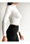 Women's Ribbed Fabric Turtleneck Zippered Cropped Bodysuit - 5