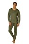 Men's Green Military Thermal Underwear Leggings Undershirt Set (with beret gift) 2002