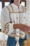 Women's White Mustard Embroidered Loose Blouse