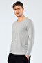 Men's Gray V-Neck Long Sleeve T-Shirt