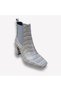 Gray Heeled Crocodile Patterned Boots 101-1185 - 2