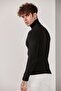 Men's Night Black Turtleneck Knitwear Lycra Sweater - 5