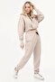 Women's Crop Hooded Beige Set - 4