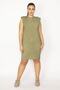 Women's Large Size Green Cotton Fabric Sports Dress with Padded Shoulders 65n29430 - 2