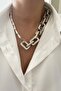 Thick Chain Tapered Pearl Design Necklace