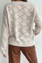 Women's Beige Low Shoulder Embroidered Knitwear Sweater - 4