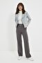 Anthracite Belted Straight Cut Woven Fabric Trousers TWOSS21PL0104 - 5