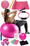 15 Piece Pilates Set Ball Pilates Band Dumbbell Mat Jump Rope Twister Aerobic Belt Circle Pink - 4