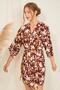 Exclusive Series 100% Viscose Claret Red Large Flower Design Kimono / Dressing Gown / Robe - 2