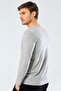 Men's Gray V-Neck Long Sleeve T-Shirt - 3