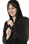 Women's Black Long Sleeve Hooded Plush Jacket - 2