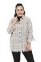 Beige Large Size Tassel Detailed Burgundy Striped Shirt