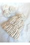 100% Handmade Wool Beret White Melted (Big Bowknot) - 2