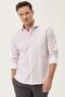Men's White-Burgundy Tailored Slim Fit Slim Fit Italian Collar 100% Cotton Printed Shirt