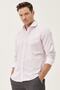 Men's White-Burgundy Tailored Slim Fit Slim Fit Italian Collar 100% Cotton Printed Shirt - 4
