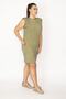 Women's Large Size Green Cotton Fabric Sports Dress with Padded Shoulders 65n29430 - 4