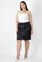 Women's Large Size Navy Blue Diagonal Satin Fabric Button Detailed Back Waist Elastic Skirt 65n16670 - 2
