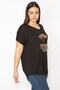 Women's Large Size Black Embroidery Detailed Low Sleeve Viscose Blouse 65n29506 - 3