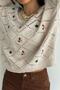 Women's Beige Low Shoulder Embroidered Knitwear Sweater - 2