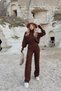 Brown Turtleneck Sweater Suit Erp8