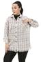 Beige Large Size Tassel Detailed Burgundy Striped Shirt - 4