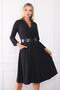Women's Black Double-breasted Collar Pocket and Collar Detailed Dress