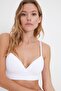 Beyaz Seamless/Dikişsiz İp Askılı Dolgusuz Balensiz Kaplı Bralette Örme Sütyen THMAW22SU0043 - 10