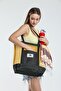 Unisex Yellow Black Pocket Mesh Beach Bag Picnic Bag - 2