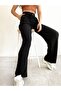 Women's Lycra Side Pocket Wide Leg Ribbed Camisole Pants with Cord on the Front - 2