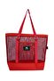 Unisex Red Chain Mesh Beach Bag - 4