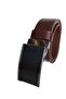 Brown Canvas Pants Belt with Genuine Leather Cover and Pin Buckle 4cm - 2
