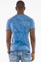 Men's Blue V-Neck Decorative Stitching Washable T-Shirt - 5