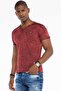 Men's Burgundy V-Neck Slim Fit T-Shirt - 2